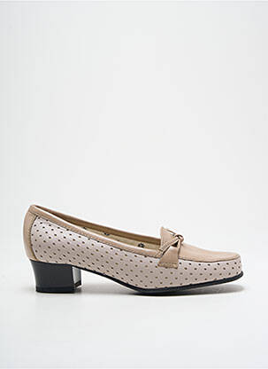 Mocassins tissage satiné talon de 4 à 6cm beige MARCO femme