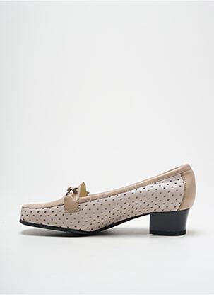 Mocassins tissage satiné talon de 4 à 6cm beige MARCO femme