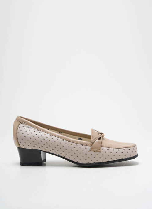 Mocassins tissage satiné talon de 4 à 6cm beige MARCO femme