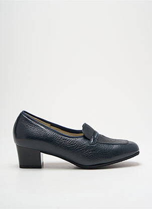 Mocassins tissage satiné talon de 4 à 6cm bleu ALEXANDRIA femme