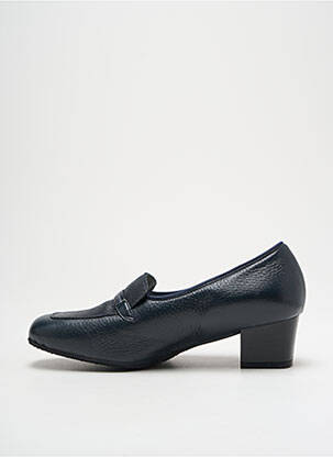 Mocassins tissage satiné talon de 4 à 6cm bleu ALEXANDRIA femme