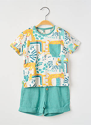 Ensemble short coupe droite vert BOBOLI garçon