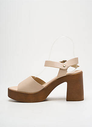 Sandales/nu pieds semi compensé talon de 7 à 9cm beige GIRLHOOD femme