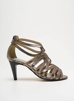 Sandales/nu pieds tissage satiné talon de 7 à 9cm marron J.METAYER femme