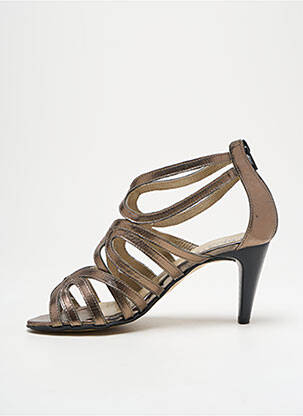 Sandales/nu pieds tissage satiné talon de 7 à 9cm marron J.METAYER femme