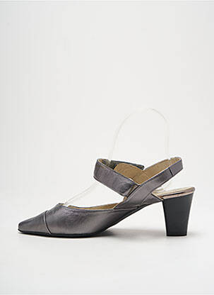 Sandales/nu pieds tissage satiné talon de 4 à 6cm argent J.METAYER femme