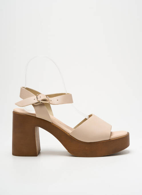 Sandales/nu pieds semi compensé talon de 7 à 9cm beige GIRLHOOD femme