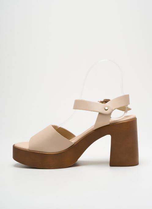 Sandales/nu pieds semi compensé talon de 7 à 9cm beige GIRLHOOD femme