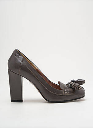 Escarpins tissage satiné talon de 7 à 9cm gris VIA COSTANTINA femme