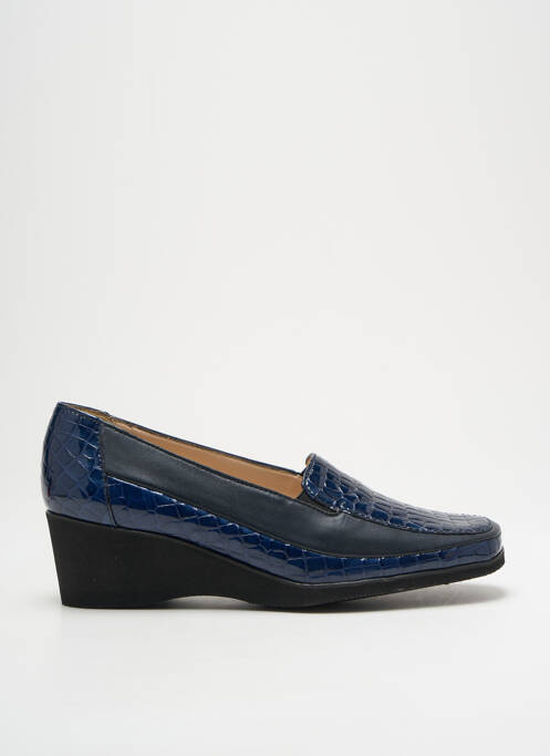 Mocassins tissage satiné talon de 4 à 6cm bleu MARCO femme