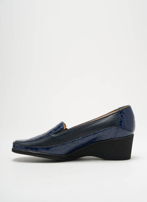 Mocassins tissage satiné talon de 4 à 6cm bleu MARCO femme