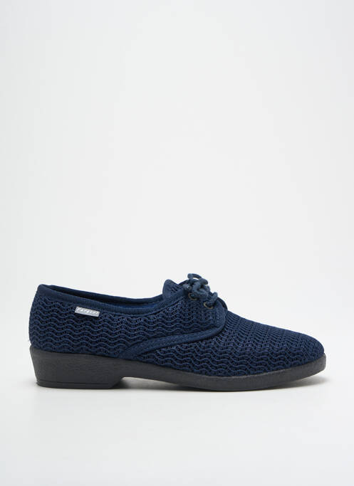 Chaussons/pantoufles fermeture lacets talon plat jusqu'à 3cm bleu FARGEOT femme
