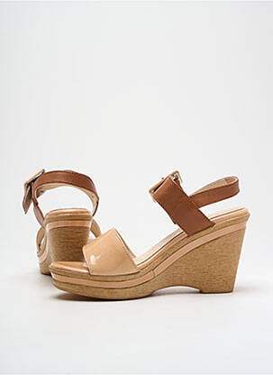 Sandales/nu pieds matière lisse talon de 7 à 9cm beige GADEA femme