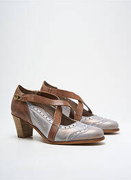 Escarpins tissage satiné talon de 4 à 6cm gris DKODE femme