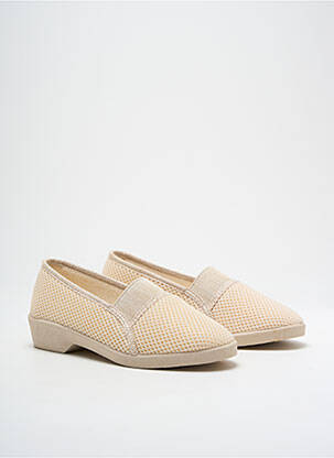 Chaussons/pantoufles bout rond talon plat jusqu'à 3cm beige FARGEOT femme