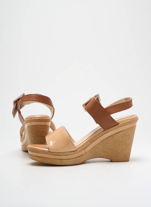 Sandales/nu pieds matière lisse talon de 7 à 9cm beige GADEA femme