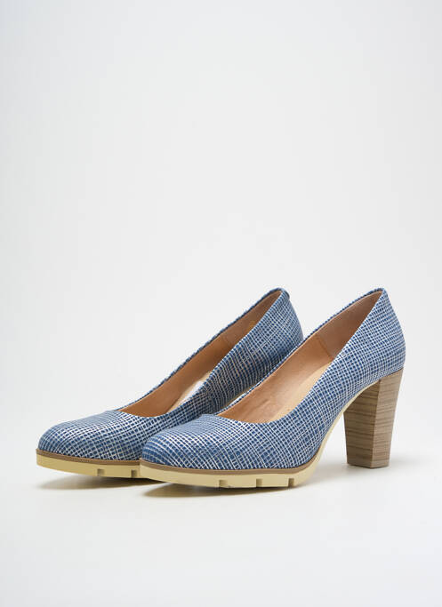 Escarpins tissage satiné talon de 7 à 9cm bleu KARSTON femme