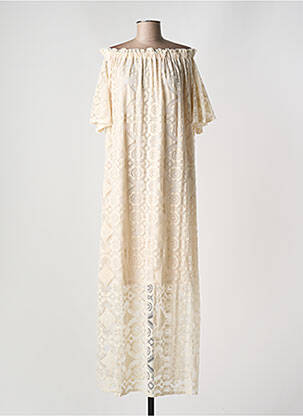Robe longue manches courtes manches courtes beige HOLLY & JOEY femme