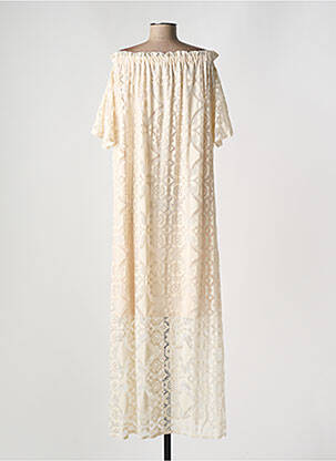 Robe longue manches courtes manches courtes beige HOLLY & JOEY femme