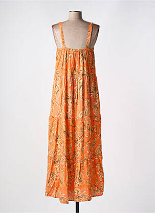 Robe longue imprimé fantaisie sans manche orange CREAM femme