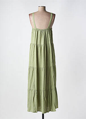 Robe longue coupe évasée fines bretelles vert CREAM femme