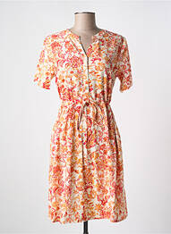 Robe mi-longue imprimé fleurs manches courtes orange CREAM femme