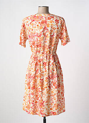 Robe mi-longue imprimé fleurs manches courtes orange CREAM femme