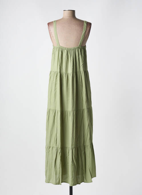 Robe longue coupe évasée fines bretelles vert CREAM femme