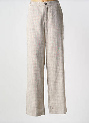 Pantalon large fermeture zippée sous rabat boutonné beige CREAM femme