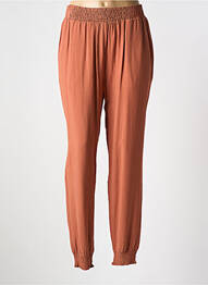 Pantalon droit tissage popeline taille normale marron CREAM femme