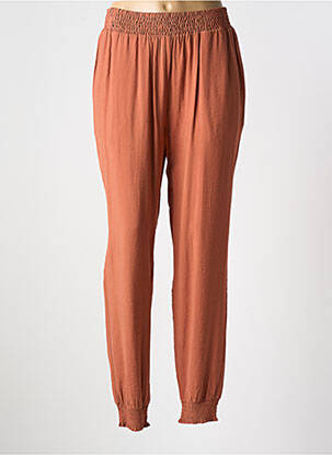 Pantalon droit tissage popeline taille normale marron CREAM femme