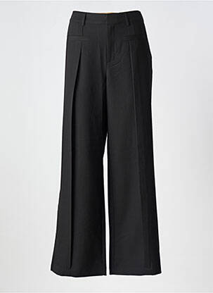 Pantalon large tissage popeline taille haute noir CREAM femme