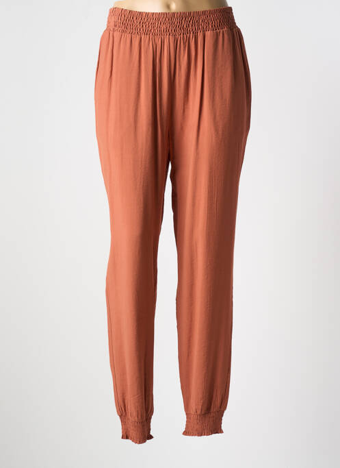 Pantalon droit tissage popeline taille normale marron CREAM femme