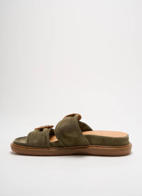 Mules/sabots nubuck talon de 4 à 6cm vert MINKA DESIGN femme