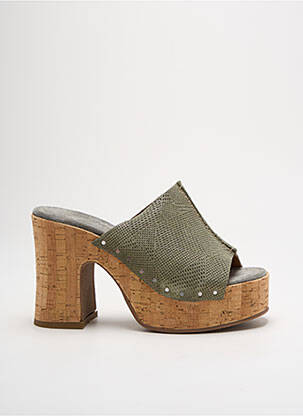 Mules/sabots semi compensé talon haut de 10cm et plus vert MINKA DESIGN femme