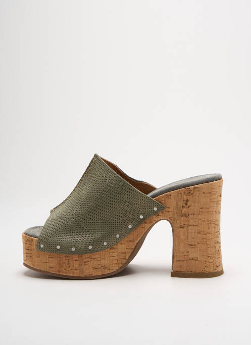 Mules/sabots semi compensé talon haut de 10cm et plus vert MINKA DESIGN femme