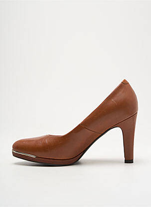 Escarpins tissage satiné talon de 7 à 9cm marron MYMA femme