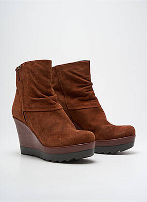 Bottines/boots nubuck talon haut de 10cm et plus marron PONS QUINTANA femme