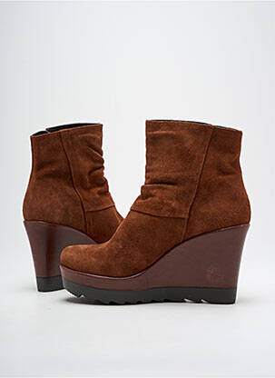 Bottines/boots nubuck talon haut de 10cm et plus marron PONS QUINTANA femme