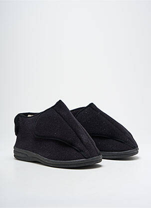 Chaussons/pantoufles fermeture scratch talon plat jusqu'à 3cm noir FARGEOT femme