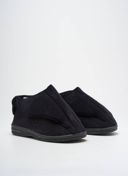 Chaussons/pantoufles fermeture scratch talon plat jusqu'à 3cm noir FARGEOT femme