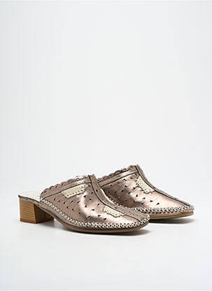 Mules/sabots matière lisse talon de 4 à 6cm marron SWEDI femme