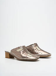 Mules/sabots matière lisse talon de 4 à 6cm marron SWEDI femme