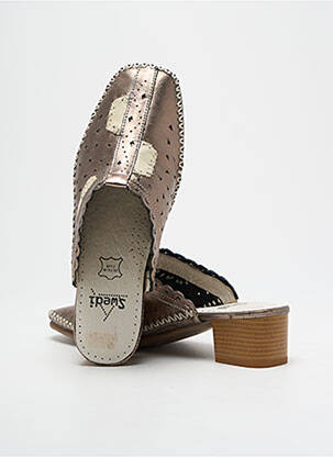Mules/sabots matière lisse talon de 4 à 6cm marron SWEDI femme