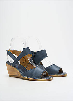 Sandales/nu pieds matière lisse talon de 4 à 6cm bleu NICE femme