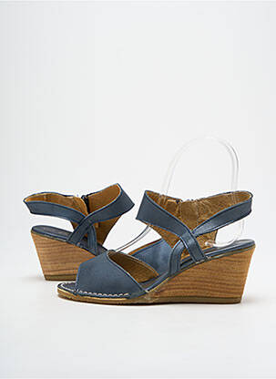 Sandales/nu pieds matière lisse talon de 4 à 6cm bleu NICE femme