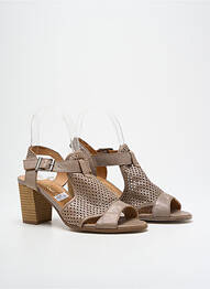 Sandales/nu pieds tissage satiné talon de 4 à 6cm marron KARSTON femme