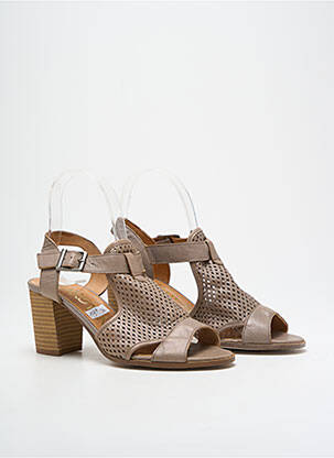 Sandales/nu pieds tissage satiné talon de 4 à 6cm marron KARSTON femme