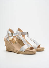 Espadrilles tissage satiné talon de 7 à 9cm gris MAYBE femme