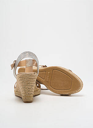 Espadrilles tissage satiné talon de 7 à 9cm gris MAYBE femme